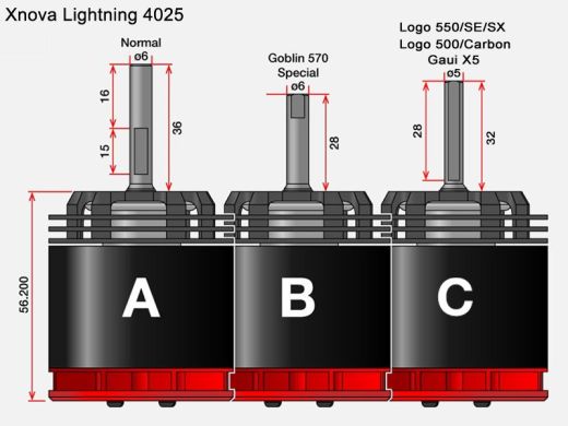 700er Größe Xnova Lightning Brushless Motor 4030 mit 560KV mit 6mm A Welle (38mm) (10s - 14s)